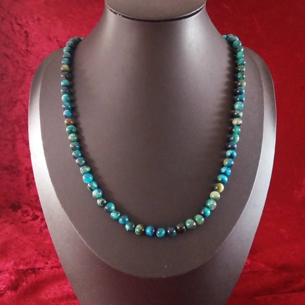 En Usdvanlig Flot Flerfarvet Bl Agat perle halskde