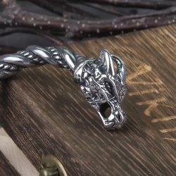 Flot snoet st�l armb�nd med Fenrisulven " 21,5 cm "