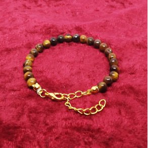 Flot 6 mm Gylden Tiger �je armb�nd. F�s i 3 st�rrelser