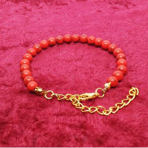 Flot R�de 6 mm Jaspis-Jasper perle armb�nd. F�s i 3 st�rrelser 