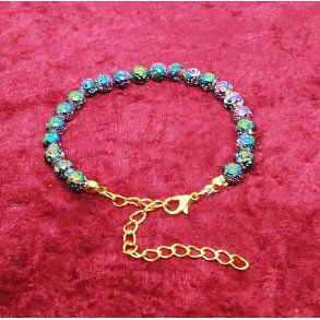 Flotte Glansfuld 6mm Vulkansk Lava perle armb�nd