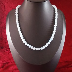 Lysebl� Akvamarin perle halsk�de med 6 mm perler