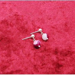 HF : Flotte stik reringe med naturlige Rdlige / Hvide Agater