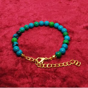 Armb�nd med 6 mm Naturlige Flerfarvet Malakit perler