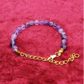Flot Naturlig 6mm Amatyst perle armb�nd. F�s i 3 st�rrelser
