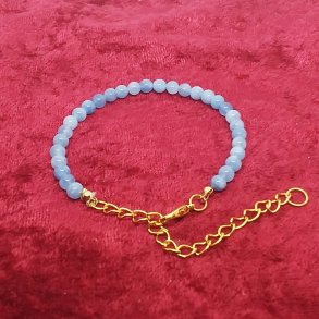 Flot lysebl� Akvamarin perle armb�nd. F�s i 3 st�rrelser