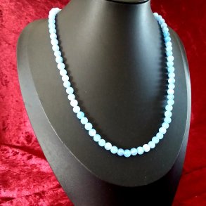 Flot Lysebl� Aqua Marin perle halsk�de