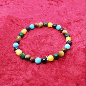 HF : Flot perle armb�nd med blandet tiger�je