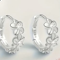 Hoops Blomster �reringe i s925 Sterling S�lv med Zirkoner