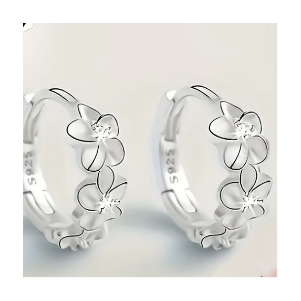 Hoops Blomster �reringe i s925 Sterling S�lv med Zirkoner