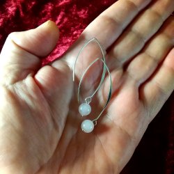 Boomerang �reringe med de flotte lyse Rosa- kvarts perler