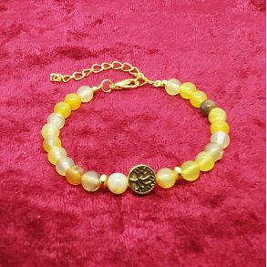 Flot armb�nd med Gule Rav Agat perler