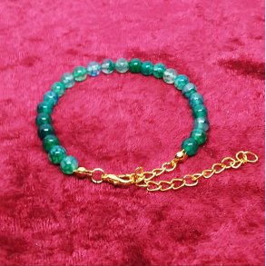 Armb�nd med Flotte Naturlige Gr�nne Agat Perler