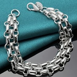 Elegant treledet s925 Sterlings�lv armb�nd til kvinder og m�nd