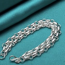 Elegant treledet s925 Sterlings�lv armb�nd til kvinder og m�nd