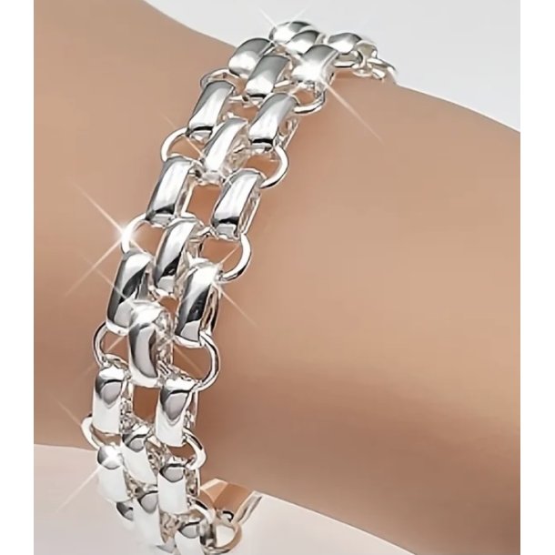 Elegant treledet s925 Sterlings�lv armb�nd til kvinder og m�nd