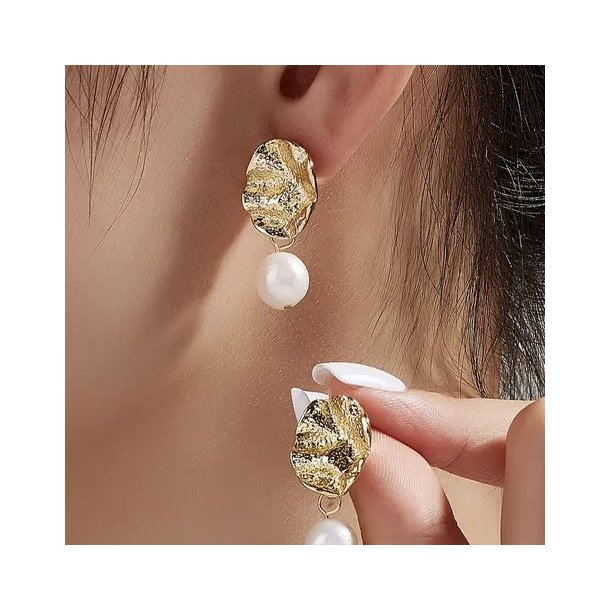 Flotte Guldforgyldte �reringe med �gte Ferskvandsperler