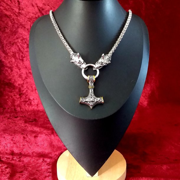 Stlkde med Fenrisulven og Thors hammer ( forgyldte kanter )