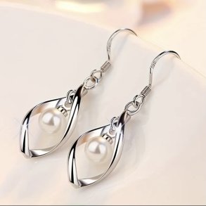 Flotte s925 Sterlings�lv �reringe med perler