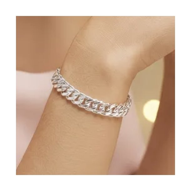 Flot og Kraftig Panzer armb�nd til b�de Kviden og Manden i s925 S�lv 