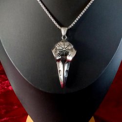 Flot halsk�de med kranie, og kompas. Inspireret af Nordiske Mytologi 