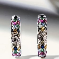 Smukke Hoops Multifarvet s925 Sterlings�lv �reringe