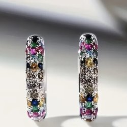 Smukke Hoops Multifarvet s925 Sterlings�lv �reringe