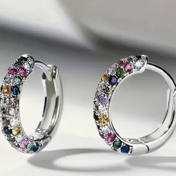 Smukke Hoops Multifarvet s925 Sterlings�lv �reringe