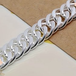 Flot og Kraftig Panzer armb�nd til b�de Kviden og Manden i s925 S�lv 