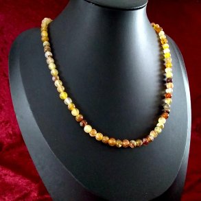 Unik og flot naturlig Rav- Agat perle halsk�de