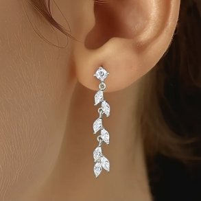 �restikker med lange flotte Zirkon blad vedh�ng 