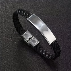 L�kkert h�ndlavet l�derarmb�nd ( Sort )