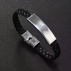 L�kkert h�ndlavet l�derarmb�nd ( Sort )