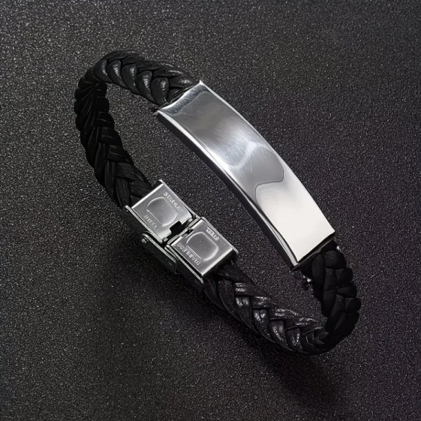 L�kkert h�ndlavet l�derarmb�nd ( Sort )