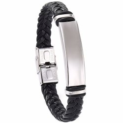 L�kkert h�ndlavet l�derarmb�nd ( Sort )