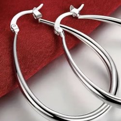 Stort flotte ovale s925 s�lv �reringe