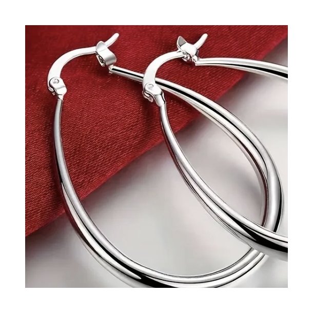 Stort flotte ovale s925 s�lv �reringe