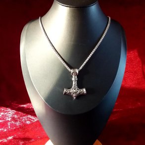 Flot halsk�de med vedh�ng af Thors Hammer fra Nordiske Mytologi 