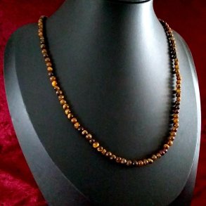 Flot halsk�de med naturlige 4 mm Tiger�je perler