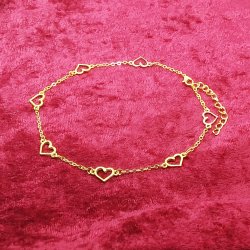 Lang forgyldt ankelkde med hjerte vedhng
