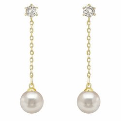 Flotte lange Guldbelagte �reringe med perler