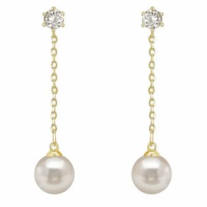 Flotte lange Guldbelagte �reringe med perler