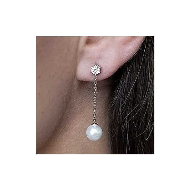 Flotte lange s�lvbelagte �reringe med perler