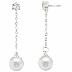 Flotte lange s�lvbelagte �reringe med perler