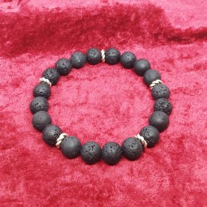 HF : Flot armb�nd med 10 mm Sorte Lava perler