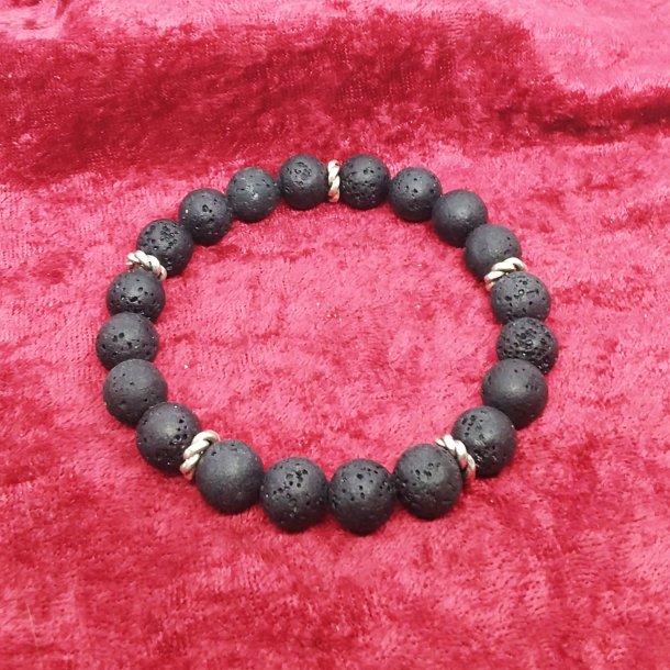HF : Flot armbnd med 10 mm Sorte Lava perler