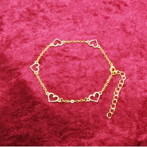 Flot forgyldt ankelk�de med hjerte vedh�ng