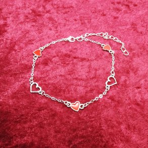 S�lv forgyldt ankelk�de med 2 slags hjerter
