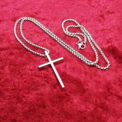 Flot slvbelagt stl kors med lang kde