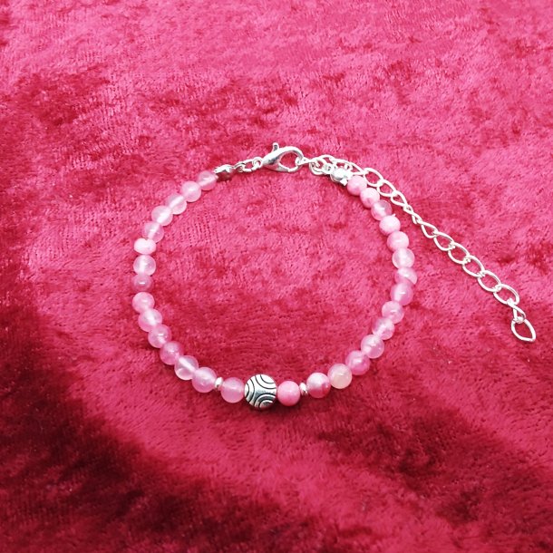 HF : Armbnd med stribet Rosa Amatyst og charms